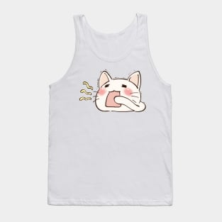 I draw lucky star white cat yawning Tank Top